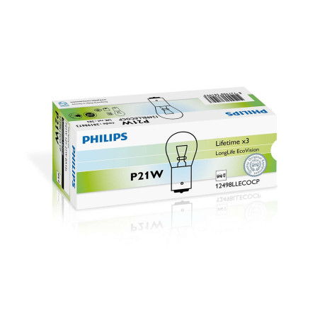 PHILIPS P21W LONGLIFE ECOVISION 12V21 BA15S CP | 10 UDS