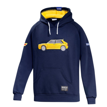 SUDADERA CON CAPUCHA SPARCO AZUL LANCIA HF DELTA AMARILLO  TALLA XXL