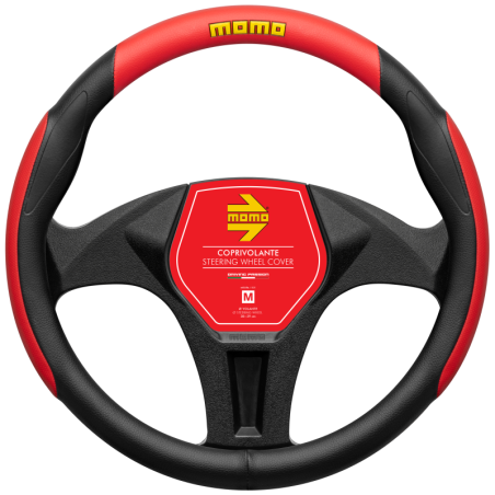 FUNDA DE VOLANTE ERGONOMÉTRICA MOMO NEGRA-ROJA