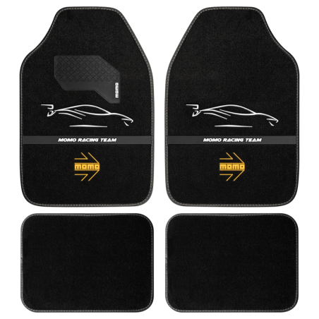 ALFOMBRILLAS DE COCHE RACING NEGRO-BLANCO RHD - JUEGO DE 4