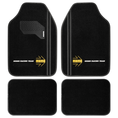 ALFOMBRILLA DE AUTO DEPORTIVA NEGRA RHD - 4 PIEZAS