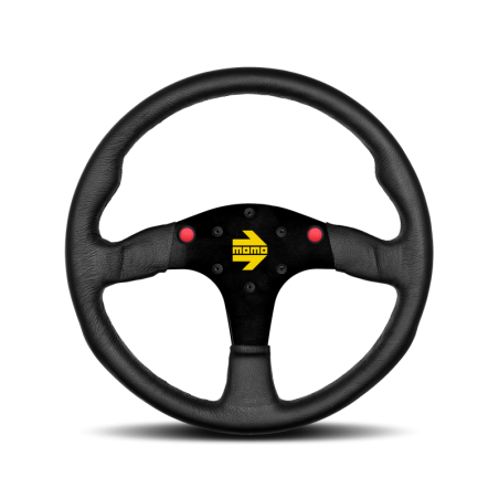 VOLANTE DEPORTIVO MOMO MOD.80 NEGRO CUERO 350MM NUEVO