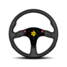 VOLANTE DEPORTIVO MOMO MOD.80 NEGRO CUERO 350MM NUEVO