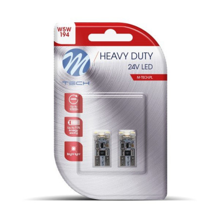 BLISTER 2X M-TECH HD LB9329 W5W 4XSMD2835 CANBUS 24V WHITE
