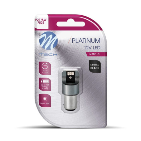 BLISTER M-TECH PLATINUM LIMITED BLACK LB843R-01B - P21/5W, 12-24V 1X DIODA LED 6X3020SMD, CANBUS, RED
