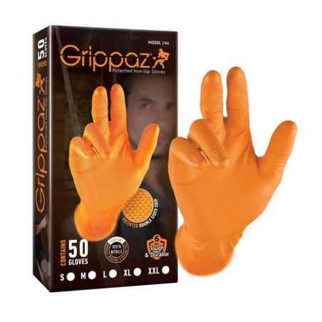 GRIPPAZ NITRILE FISHSCALE 240MM 6MIL 50PCS/BOX ORANGE SIZE XXL