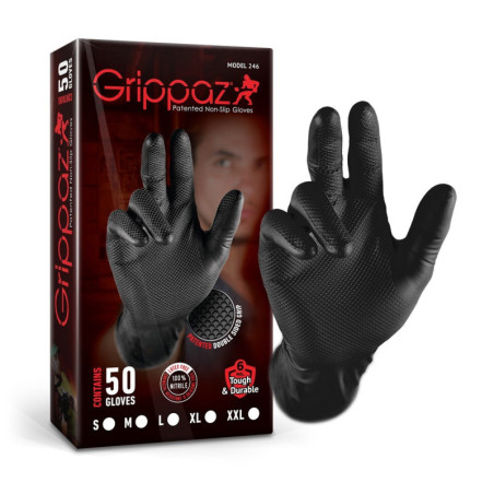 GRIPPAZ NITRILE FISHSCALE 240MM 6MIL 50PCS/BOX BLACK SIZE L