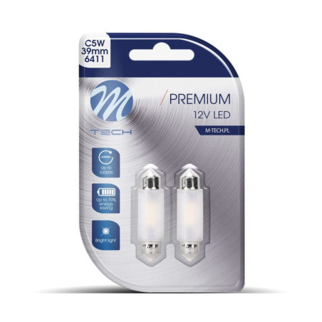 BLISTER M-TECH PREMIUM LB362W - C5W 39MM, 12V 2XSMD2835, CANBUS, WHITE