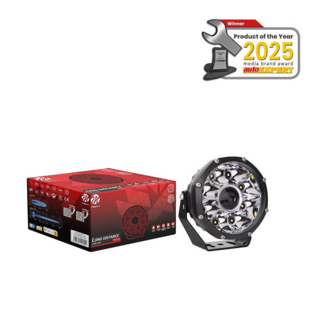 LÁMPARA LÁSER DE LARGA DISTANCIA M-TECH WORK WLLDL105, 8 LED HP + 1 LED LÁSER BLANCO DE 15 W, 12-24