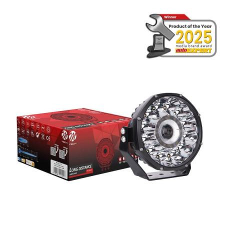 LÁMPARA LÁSER DE LARGA DISTANCIA M-TECH WORK WLLDL107, 12 LED HP + 1 LED LÁSER BLANCO DE 15 W, 12-24