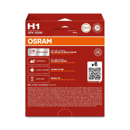 OSRAM NIGHT BREAKER SILVER 64150NBS-2HB H1 P14,5S 12V 55W