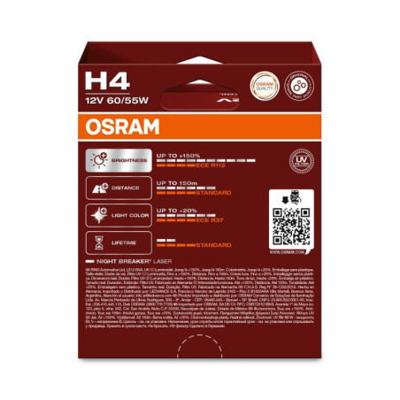 OSRAM NIGHT BREAKER LASER 64193NL-2HB H4 P43T 12V 60/55W