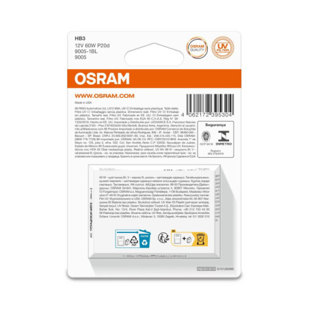 OSRAM ORIGINAL 9005-1BL HB3 P20D 12V 60W