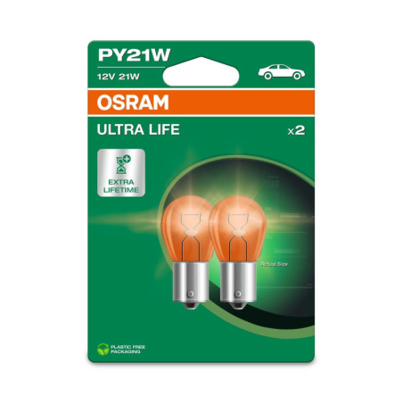 OSRAM ULTRALIFE 7507ULT-2BL PY21W BAU15S 12V 21W
