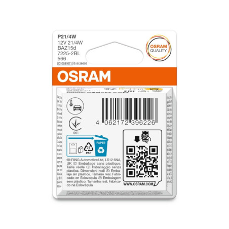 OSRAM ORIGINAL 7225-2BL P21/4W BAZ15D 12V 21/4W