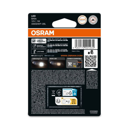OSRAM LEDRIVIN SL 3893DWP-2BL ~T4W BA9S 12V 0,8W