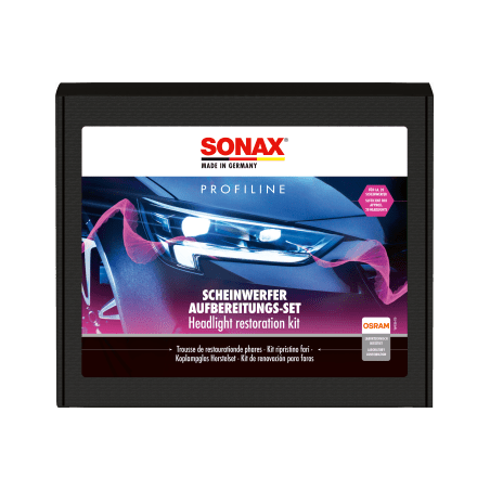 SONAX KIT PROFESIONAL PARA REACONDICIONAR CUBIERTAS PLASTICAS DE FAROS AMARILLEADOS