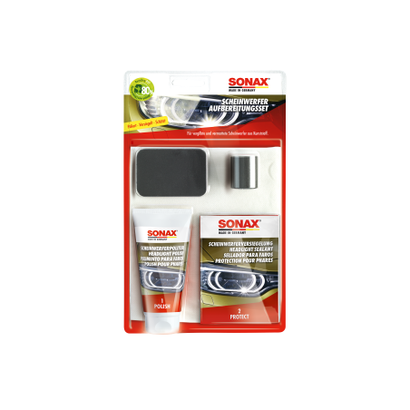 SONAX SET RENTABLE PARA REACONDICIONAR CUBIERTAS PLASTICAS DE FAROS AMARILLENTOS