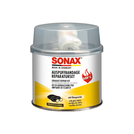 KIT SONAX PASTA REPARACION DE ESCAPES Y CINTA DE FIBRA DE VIDRIO ALTA TEMPERATURA