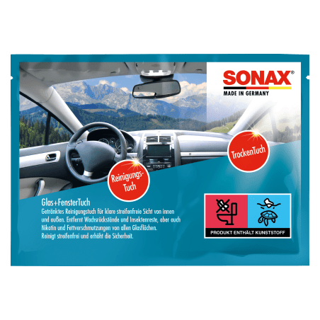 SONAX PAÑO DE LIMPIEZA EMPAPADO VISIÓN CLARA SIN RAYAS INTERIOR Y EXTERIOR