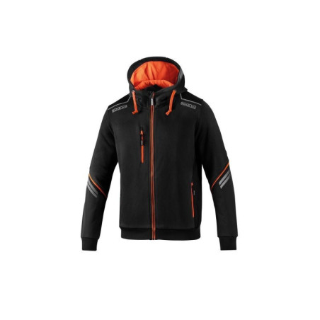 SUDADERA SPARCO CAPUCHA Y CREMALLERA TALLA XXXXL NEGRO/NARANJA