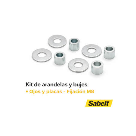 KIT DE ARANDELAS Y BUJES PARA FIJACIÓN M8 - 6 UNIDADES  OJOS Y PLACAS