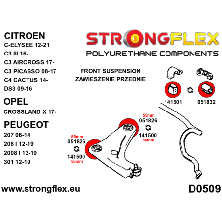 141500B DELANTERO WISHBONE SILENTBLOCK 56MM