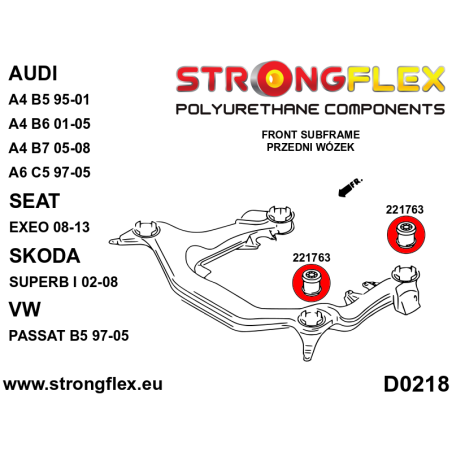 226224A DELANTERO SUBCHASIS SILENTBLOCK KIT SPORT