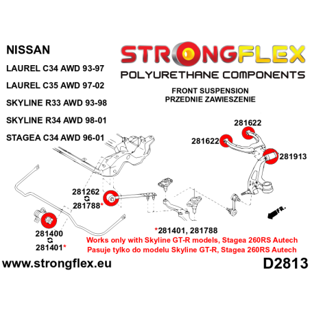 281788B: BRAZO DE RADIO INFERIOR DELANTERO AL CASQUILLO DEL CHASIS GT-R