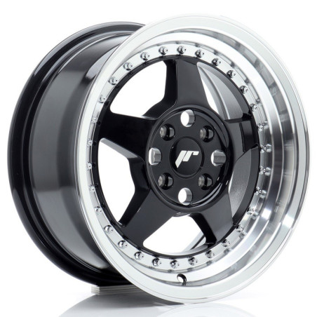 Llantas Japan Racing JR6 15x7 ET35 4x100 Gloss Black w/ Machined Lip