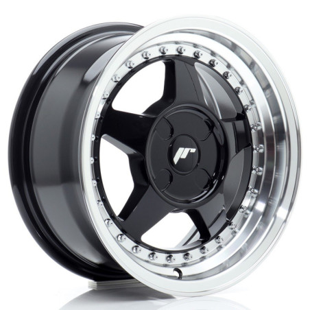 Llantas Japan Racing JR6 15x7 ET20-35 4H BLANK Gloss Black w/ Machined Lip