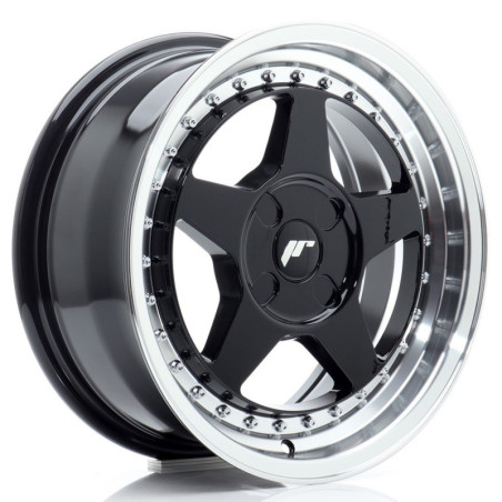 Llantas Japan Racing JR6 16x7 ET20-35 4H BLANK Gloss Black w/ Machined Lip