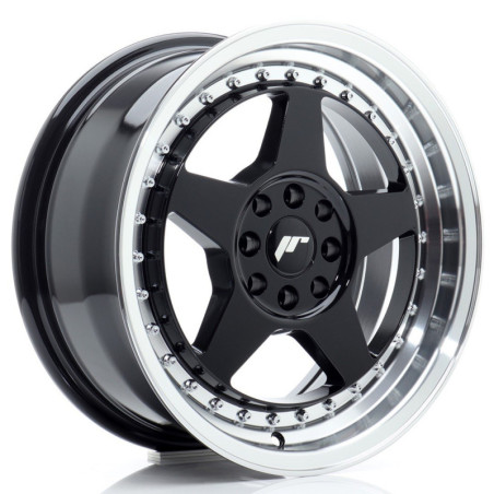 Llantas Japan Racing JR6 16x7 ET25 4x100/108 Gloss Black w/ Machined Lip
