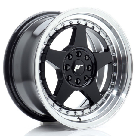 Llantas Japan Racing JR6 16x8 ET25 4x100/108 Gloss Black w/ Machined Lip