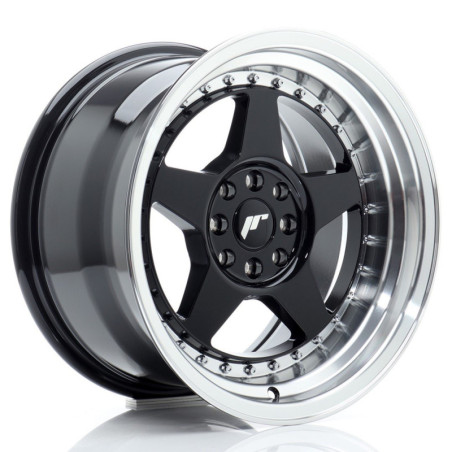 Llantas Japan Racing JR6 16x9 ET20 4x100/108 Gloss Black w/ Machined Lip