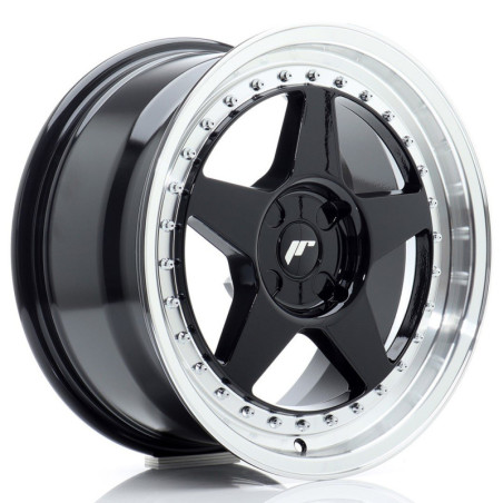 Llantas Japan Racing JR6 17x8 ET20-35 4H BLANK Gloss Black w/ Machined Lip