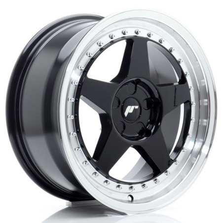 Llantas Japan Racing JR6 17x8 ET20-35 5H BLANK Gloss Black w/ Machined Lip