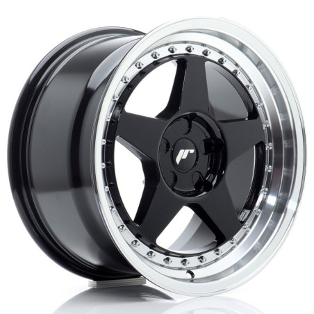 Llantas Japan Racing JR6 17x9 ET20-35 5H BLANK Gloss Black w/ Machined Lip