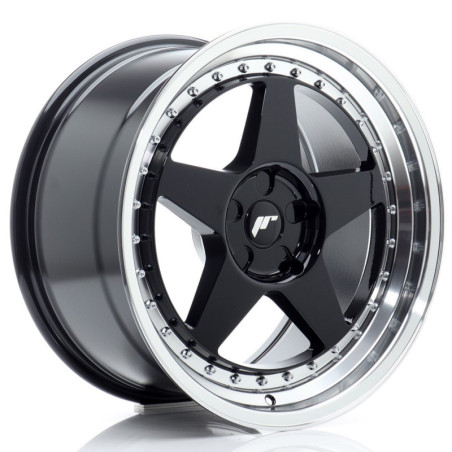 Llantas Japan Racing JR6 18x9 ET20-35 5H BLANK Gloss Black w/ Machined Lip