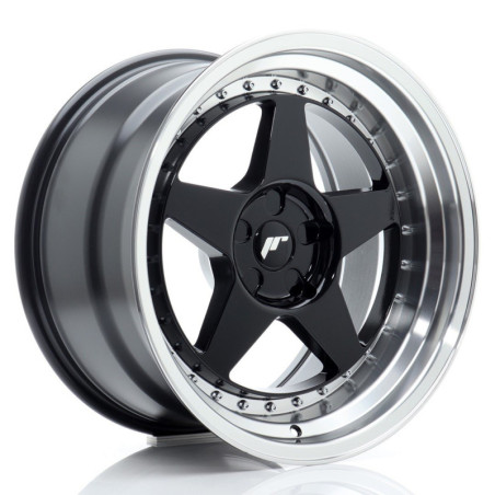 Llantas Japan Racing JR6 18x10 ET0-25 5H BLANK Gloss Black w/ Machined Lip