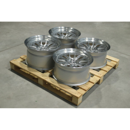 Set of JR40 19x9,5 ET22 + 19x11 ET22 5x114,3 Silver Machined Face