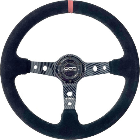 VOLANTE DESPLAZADO MOD. TRACK PIEL VUELTA BRAZOS CARBON LOOK OCC MOTORSPORT