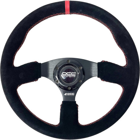 Flat bottom steering wheel suede black arms | OCC Sport