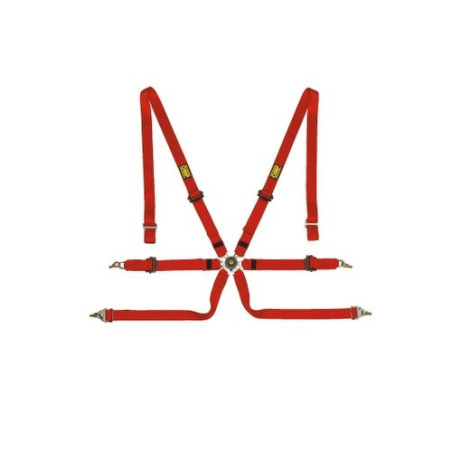 OMP HARNESS 6 POINTS ONE 2&quot PULL UP RED