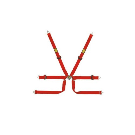 OMP 6 POINT TECHNICAL HARNESS 2&quot PULL UP PROTOTYPE - FIA 8853-2016 RED