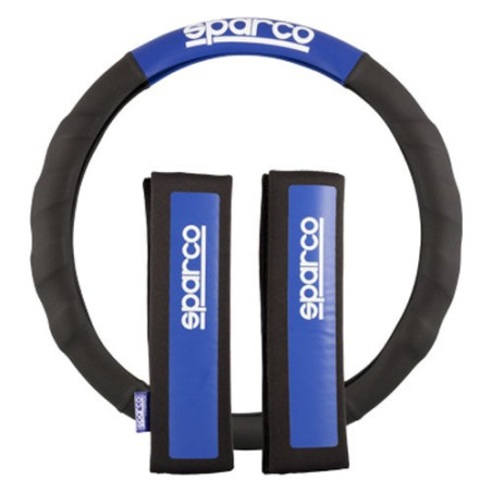 FUNDA VOLANTE+ALMOHADILLA N/AZ SPARCO NEGRO/AZUL CS10