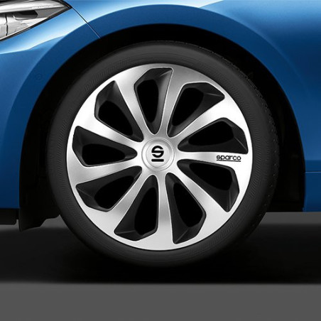 TAPACUBOS SICILIA BICOLOR 14 PLATA/NEGRO SPC 4UDS CS5