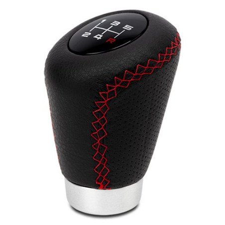 BLACK/RED PERFORATED LEATHER SPORT KNOB