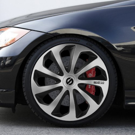 TAPACUBOS SICILIA BICOLOR 13 PLATA/NEGRO SPC 4UDS CS1