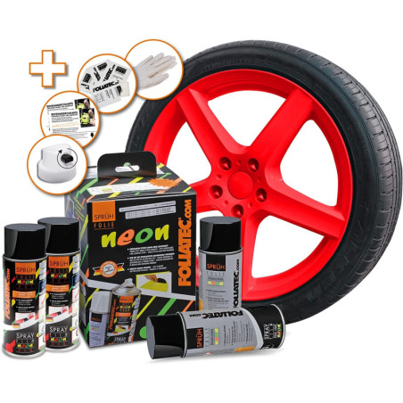 GOMA LIQUIDA NEON 4 PC. SET  ROJO 2 X 400 ML +  BASE COAT 2 X 400 ML